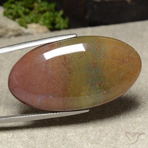 46.10 ct Multicolor Jasper Stone, Natural Jasper in Oval Cabochon Shape for Sale