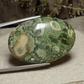 28.73 ct Multicolor Jasper Stone, Natural Jasper in Oval Cabochon Shape for Sale
