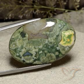 28.92 ct Multicolor Jasper Stone, Natural Jasper in Oval Cabochon Shape for Sale