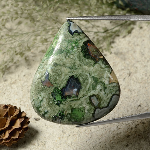 Multicolor Jasper Gem - 27ct Pear Cabochon (ID: 487285)