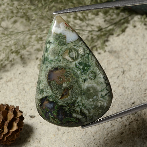 Multicolor Jasper Gem - 26.6ct Pear Cabochon (ID: 487290)