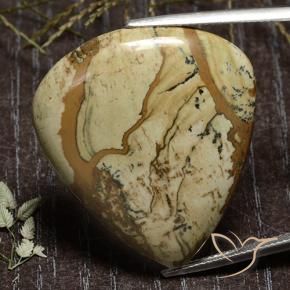 39.45 ct Multicolor Jasper Stone, Natural Jasper in Pear Cabochon Shape for Sale