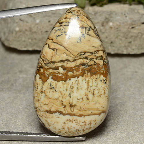 Multicolor Jasper Gem - 31.7ct Pear Cabochon (ID: 487558)