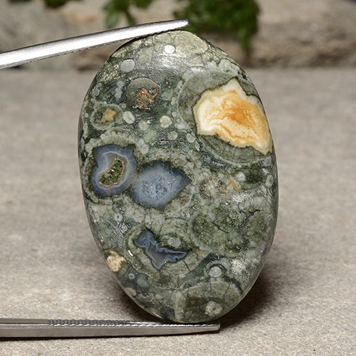 Многоцветный Яшма Камень - 28.2ct Овал Кабошон (ID: 487622)