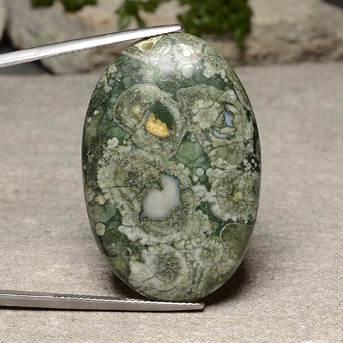 Multicolor Jasper Gem - 31.9ct Oval Cabochon (ID: 487624)
