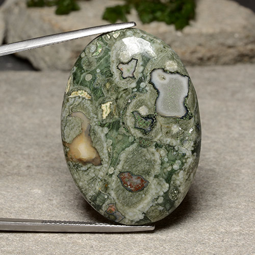 Multicolor Jasper Gem - 37.5ct Oval Cabochon (ID: 487627)