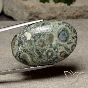 28.65 ct Multicolor Jasper Stone, Natural Jasper in Oval Cabochon Shape for Sale