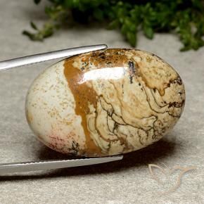 38.46 ct Multicolor Jasper Stone, Natural Jasper in Oval Cabochon Shape for Sale