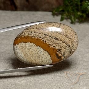 32.32 ct Multicolor Jasper Stone, Natural Jasper in Oval Cabochon Shape for Sale