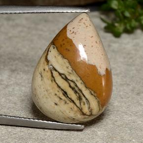 12.42 ct Multicolor Jasper Gemstone, Jasper Gem in Pear Cabochon Shape for Sale.