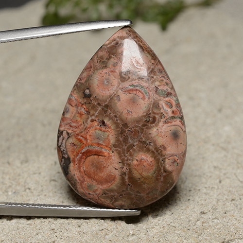 Multicolor Jasper Gem - 16.6ct Pear Cabochon (ID: 491409)