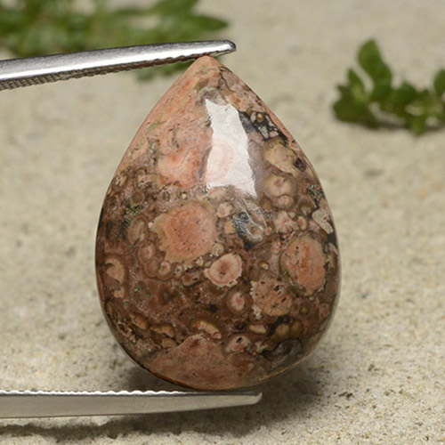 Multicolor Jasper Gem - 14.6ct Pear Cabochon (ID: 491646)