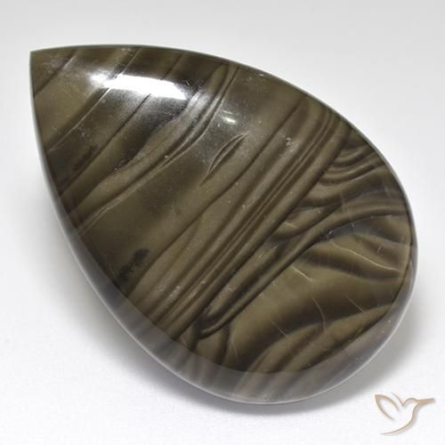 24.15ct Natural Dark Brown Jasper, Pear Shape, Opaque