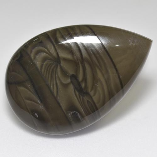 Grey Brown Jasper Gem - 24.2ct Pear Cabochon (ID: 515614)