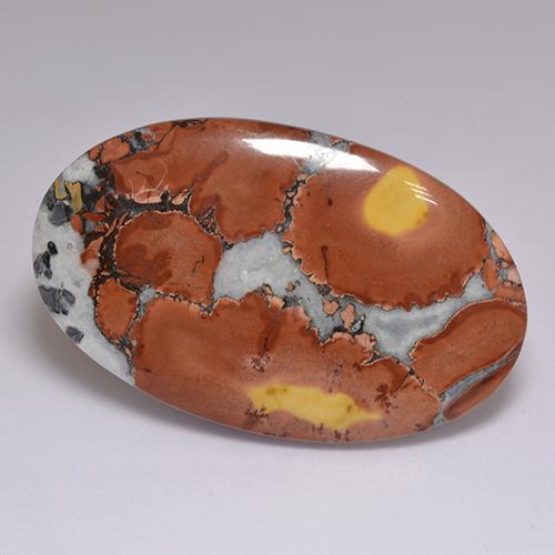 Mehrfarbig Jaspis Edelstein - 54.4ct Oval Cabochon (ID: 521741)