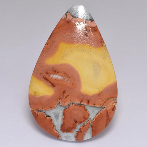 マルチカラー ジャスパー 宝石 - 31.6ct ペアーカボション (ID: 521749)