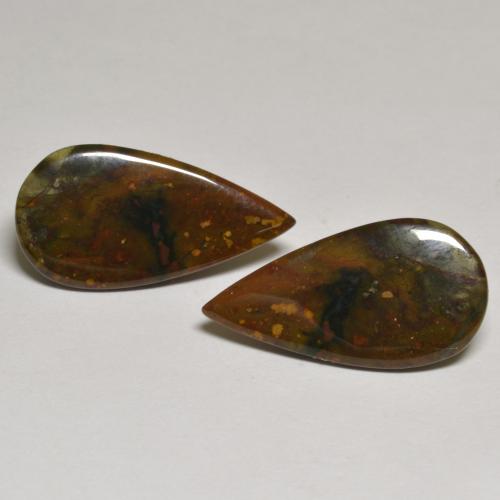 Multicolor Jasper Gem - 6.6ct Pear Cabochon (ID: 584672)