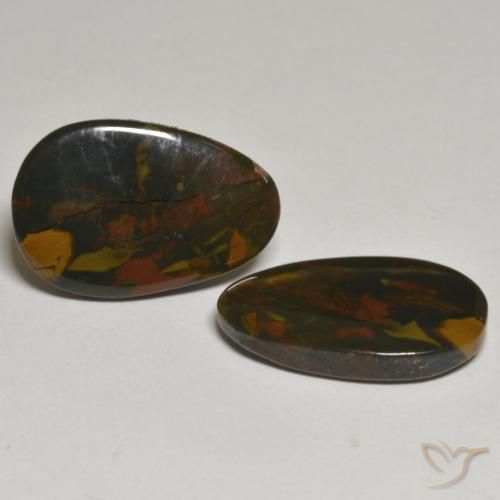 18.01 ctw Multicolor Jasper Stones, Natural Jasper in Pear Cabochon Shape for Sale
