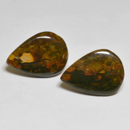 Multicolor Jasper Gem - 5.3ct Pear Cabochon (ID: 584694)
