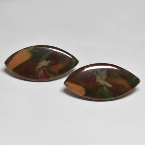 Multicolor Jasper Gem - 7.2ct Marquise Cabochon (ID: 584700)