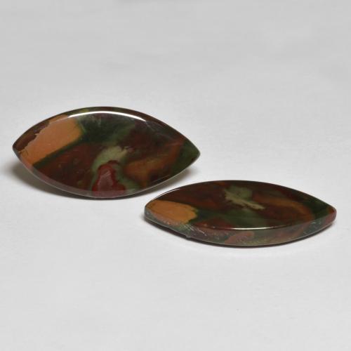 14.34 ctw Multicolor Jasper Stones, Natural Jasper in Marquise Cabochon Shape for Sale