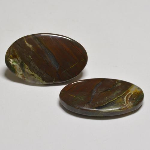 15.58 ctw Multicolor Jasper Stones, Natural Jasper in Oval Cabochon Shape for Sale