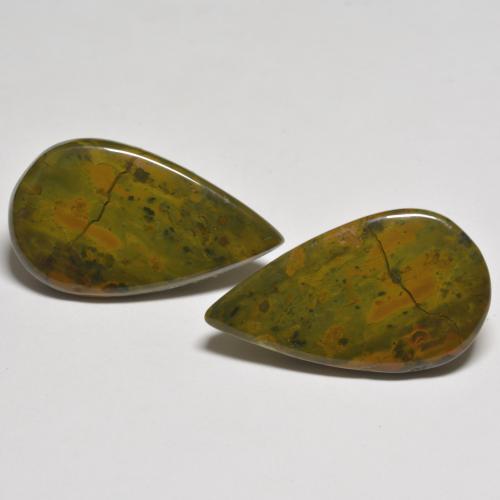 Multicolor Jasper Gem - 10.3ct Pear Cabochon (ID: 584832)