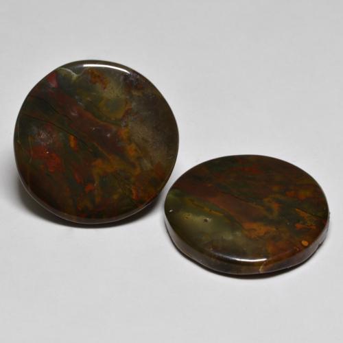 21.11 ctw Multicolor Jasper Stones, Natural Jasper in Round Cabochon Shape for Sale