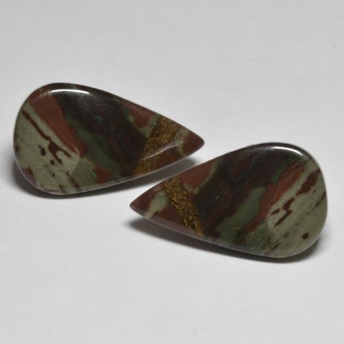 Multicolor Jasper Gem - 7.2ct Pear Cabochon (ID: 585366)
