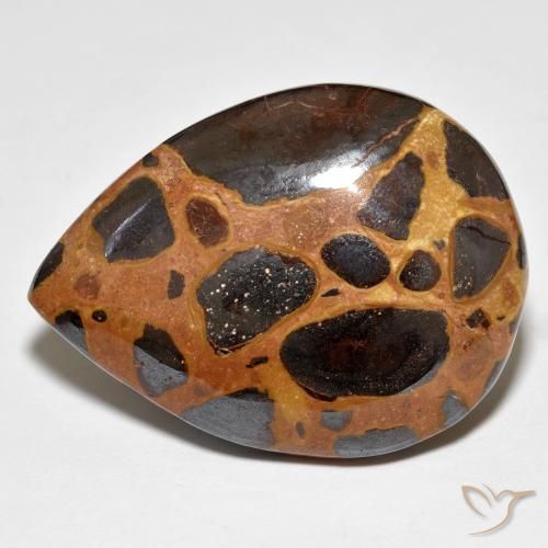 19.79 ct Multicolor Jasper Gemstone, Jasper Gem in Pear Cabochon Shape for Sale.