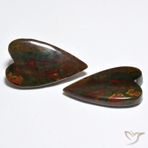 15.24 ctw Multicolor Jasper Stones, Natural Jasper in Heart Cabochon Shape for Sale