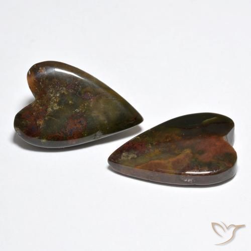 16.85 ctw Multicolor Jasper Stones, Natural Jasper in Heart Cabochon Shape for Sale