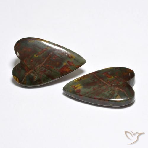 12.37 ctw Multicolor Jasper Stones, Natural Jasper in Heart Cabochon Shape for Sale