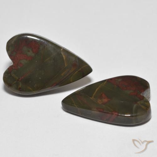 16.73 ctw Multicolor Jasper Stones, Natural Jasper in Heart Cabochon Shape for Sale