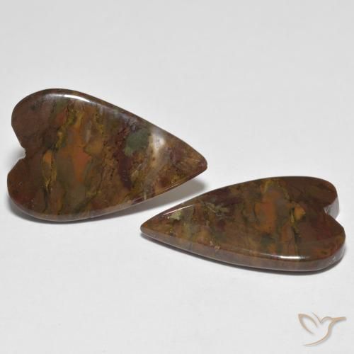 17.98 ctw Multicolor Jasper Stones, Natural Jasper in Heart Cabochon Shape for Sale