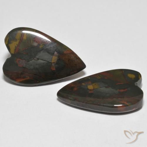 17.18 ctw Multicolor Jasper Stones, Natural Jasper in Heart Cabochon Shape for Sale