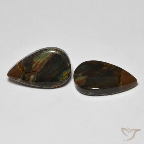 12.68 ctw Multicolor Jasper Stones, Natural Jasper in Pear Cabochon Shape for Sale