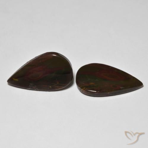 15.42 ctw Multicolor Jasper Stones, Natural Jasper in Pear Cabochon Shape for Sale