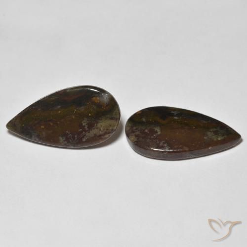 13.19 ctw Multicolor Jasper Stones, Natural Jasper in Pear Cabochon Shape for Sale