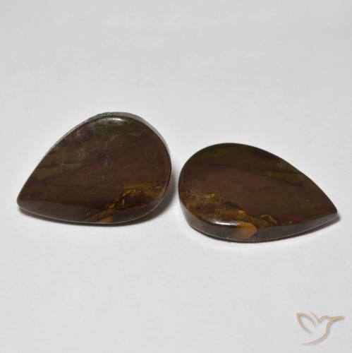 16.14 ctw Multicolor Jasper Stones, Natural Jasper in Pear Cabochon Shape for Sale