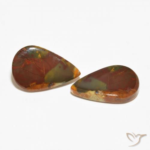 13.14 ctw Multicolor Jasper Stones, Natural Jasper in Pear Cabochon Shape for Sale