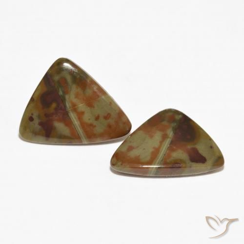 11.17 ctw Multicolor Jasper Stones, Natural Jasper in Trillion Cabochon Shape for Sale