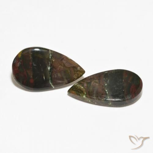 12.02 ctw Multicolor Jasper Stones, Natural Jasper in Pear Cabochon Shape for Sale