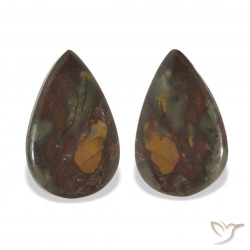 17.72ctw Natural Multicolor Jasper, Pear Shape, Opaque