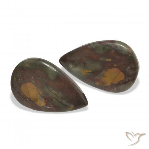 17.72 ctw Multicolor Jasper Stones, Natural Jasper in Pear Cabochon Shape for Sale