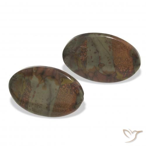 16.71 ctw Multicolor Jasper Stones, Natural Jasper in Oval Cabochon Shape for Sale
