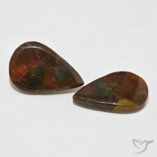 13.83 ctw Multicolor Jasper Stones, Natural Jasper in Pear Cabochon Shape for Sale