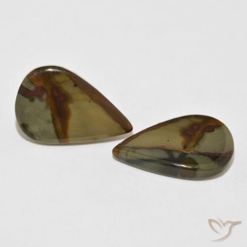 14.53 ctw Multicolor Jasper Stones, Natural Jasper in Pear Cabochon Shape for Sale