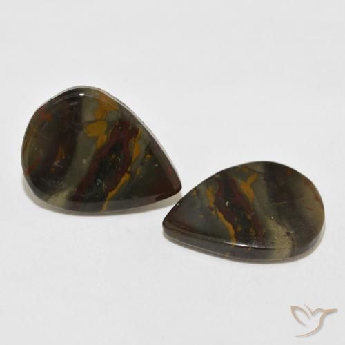 14.76 ctw Multicolor Jasper Stones, Natural Jasper in Pear Cabochon Shape for Sale