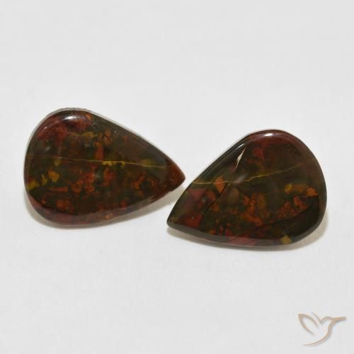 8.28 ctw Multicolor Jasper Gemstones, Jasper Gems in Pear Cabochon Shape for Sale.